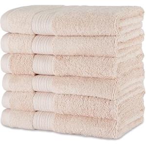 Amazon Basics Set Asciugamani Bagno Spugna 100% Cotone Biologico Asciugamani Viso 41x66 cm, Rosa Pesca, Confezione 6 Pezzi