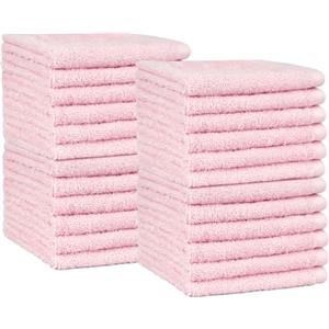 Amazon Basics Set Asciugamani Bagno Spugna 100% Cotone Asciugamani Viso 30x30 cm, Rosa Petalo, Confezione 24 Pezzi