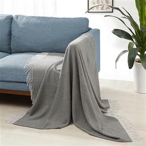 Amazon Basics decorativa leggera in poliestere riciclato Copriletto, 127 x 152 cm, Motivo a spina di pesce grigio scuro e grigio chiaro
