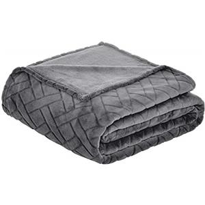 Amazon Basics Copriletto in pile con motivo a rilievo, colore grigio, 220 x 240 cm