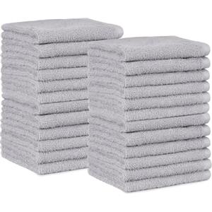 Amazon Basics Set Asciugamani Bagno Spugna 100% Cotone Asciugamani Viso 30x30 cm, Grigio, Confezione 24 Pezzi