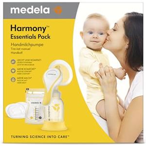 Medela Harmony Essentials Pack - Set con tiralatte manuale Harmony, coppa per il seno PersonalFit Flex, sacchetti per il latte materno e coppette assorbilatte - Ideale per l'uso fuori casa