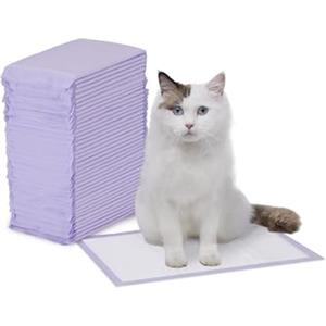 Amazon Basics Tappetini igienici per la lettiera del gatto, confezione da 40, non profumati, Viola, Bianco