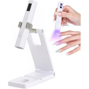 lulir Lampada UV LED Unghie Portatile, Mini Lampada UV LED Unghie Ricaricabile con Supporto Pieghevole, Fornetto Unghie Gel con Display LCD e 2 Timer, per Smalto Gel, Strass e Tip (Bianco)