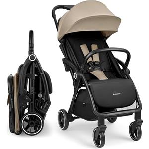 Kikka Boo KikkaBoo Passeggino Leggero fino a 22 kg CIELA, Piegatura Automatica, Schienale Reclinabile, da Viaggio, Misura Bagaglio a Mano, Beige
