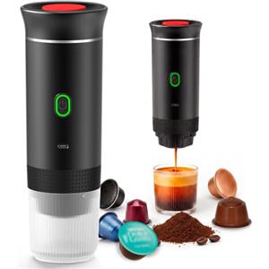 FORA Macchina Caffe Espresso Portatile 3 in 1 - Capsule, 20 Bar | Compatibile Nespresso Original e Dolce Gusto e macinato. Batteria USB-C, freddo e caldo. Ideale auto, camper, ufficio.