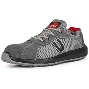 U-POWER DON'T WORRY... BE HAPPY! U-Power Rock&Roll Coal, Scarpe Antinfortunistiche Basse Metal Free, Tomaia in Pelle, Puntale AirToe Composite, antiperforazione, Antiscivolo, Suola PU/PU (42)