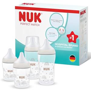 NUK Biberon NUK Perfect Match | 0+ mesi | 150 ml e 260 ml | Biberon anticolica | PP | Indicatore di controllo della temperatura | Arcobaleno | 1 pezzo
