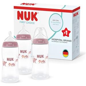 NUK First Choice Biberon | 3+ mesi | 300 ml | Biberon anti-colica | PP | Indicatore di controllo della temperatura | Koala | Confezione da 3