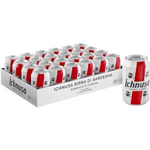 ICHNUSA Birra Ichnusa Anima Sarda, Cassa Birra Con 24 lattine da 33cl, Birra Lager a Bassa Fermentazione, Gusto Moderatamente Amaro, Gradazione 4,7% Vol