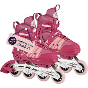 HUDORA Pattini in linea Comfort - Pattini in linea per bambini e ragazzi in diverse misure - Pattini a rotelle regolabili su 6 misure in larghezza e lunghezza - pattini in linea traspiranti