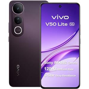 vivo V50 Lite 5G Smartphone 8GB 256GB, 120Hz 6.77 AMOLED, fotocamera principale Sony da 50 MP, batteria da 5200 mAh, MediaTek Dimensity 6300, Dual-SIM, NFC, IP69, Android 15, Nero