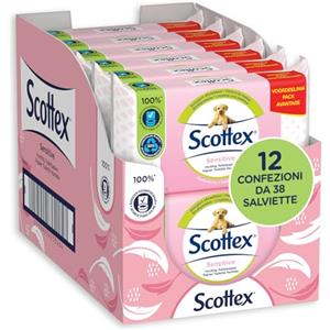 Scottex Sensitive, Carta Igienica Umidificata, Biodegradabile, Confezione Riciclabile, 456 Salviette (12x38)