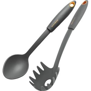 Fackelmann Set 2 Mestoli Cucchiaio e Servispaghetti in Nylon, Utensili da Cucina Antiaderenti, Mestoli Ideali per Pentole e Padelle, Linea Soft Collection