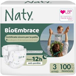 Naty BioEmbrace Pannolini, Taglia 3 (4-9kg), 100 pezzi