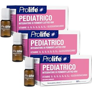 Prolife Pediatrico - Integratore di Fermenti Lattici con Bifidobatteri, 3 Miliardi di Fermenti per Dose, 3 Pack da 10 Flaconcini da 8 ml, per Equilibrio Intestinale nei Bambini