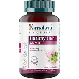 Himalaya Healthy Hair Gummies - Capelli forti e lucenti - Delizioso gusto fruttato naturale - Biotina, silice di bambù, amla - Vegano, 60 Caramelle Gommose
