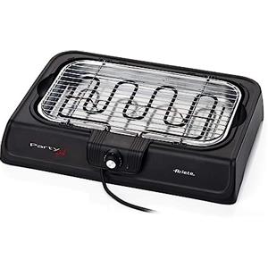 Ariete 723, Party Grill, Barbecue Elettrico da Tavolo, Griglia elettrica, Termostato Regolabile, Vassoio Raccogligrasso, Cottura Lenta e Rapida, Potenza 2000 W, 52X36X8 Cm, Nero