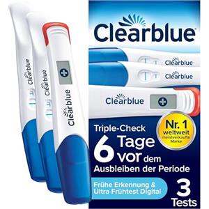 Clearblue Test di gravidanza Triple Check Ultra precoce Pack combinato - Risultati 6 giorni prima (10 m IU/ml) - Con nessun altro test puoi testare prima, 3 bastoncini di test (1 digitale