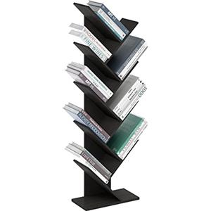 Furinno Libreria a 9 Livelli con Albero da Pavimento, Legno ingegnerizzato, Espresso, 9-Tier