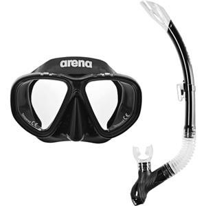 arena Kit da Snorkeling Premium Bambino Unisex, Set Maschera e Boccaglio, Doppia Lente Nitida Ideale per Mare e Piscina, Regolazione di Precisione con Fibbia, Nero