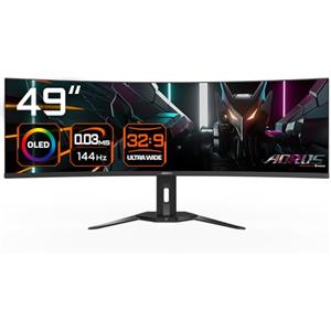 Gigabyte AORUS Monitor da gioco curvo CO49DQ OLED - 5120x1440 (DQHD), 1800R, 144Hz, 0,03ms, KVM, FreeSync Premium Pro, HDMI 2.1