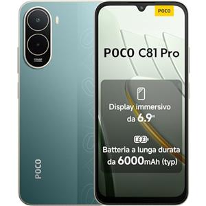 XIAOMI POCO C81 Pro, Smartphone 4+128GB, Verde, Batteria da 6000mAh(typ)