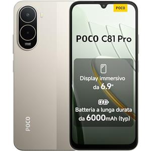 XIAOMI POCO C81 Pro, Smartphone 4+256GB, Oro, Batteria da 6000mAh(typ)