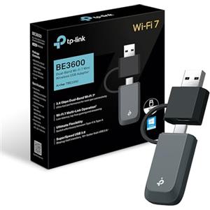 TP-Link Archer TBE230U WiFi 7 Dual-Band BE3600Mbps, Adattatore USB Nano Scheda di Rete, MLO, Plug & Play, Flessibilità USB Type-C/A, USB 3.0, WPA3, Compatibile con Windows 11/10