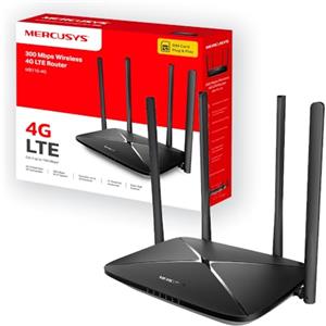 Mercusys MB115-4G Router WiFi con Sim, 4 Antenne Ad Alto Guadagno, 4G LTE Wireless N300Mbps, 3 Porte LAN+1 Porta LAN/WAN, WAN Connection Backup, Parental/LED Control, VPN, SMS, APP, Plug&Play