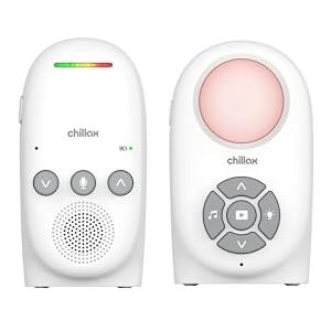 CHILLAX - Baby monitor Audio CB210 - DECT - VOX Mode & Smart Eco - Indicatori luminosi volume - Portata 340m - Luce notturna & 5 ninnenanne - Autonomia 13ore - WalkieTalkie - Avviso batteria scarica