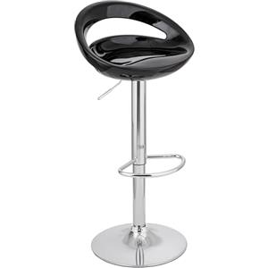 Baroni Home Sgabello Bar Girevole Altezza Regolabile, Seduta in Plastica e Schineale, Base Cromata, Poggiapiedi e Fondo Antigraffio, Sgabello Cucina e Penisola, 37x45x59-79 cm, Nero, 1 Pezzo