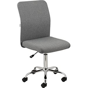 Baroni Home Sedia da Ufficio in tessuto Girevole a 360°, Poltroncina Imbottita da Ufficio con Altezza Regolabile senza Braccioli, Seduta Ergonomica, 44X50X100 cm, Grigio
