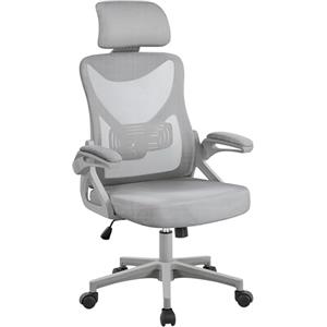 Yaheetech Sedia Ufficio Ergonomica Poltrona Supporto Lombare Grigio Intero