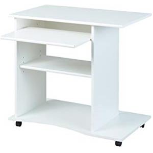 Inter Link - Scrivania - Tavolo per computer portatile - Tavolo per computer - Su rotelle - Cassetto scorrevole - Mini scrivania - Laminato - 80 x 50 x 75cm - Bianco - Pepe