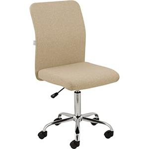 Baroni Home Sedia da Ufficio in tessuto Girevole a 360°, Poltroncina Imbottita da Ufficio con Altezza Regolabile senza Braccioli, Seduta Ergonomica, 44x50x100 cm, Beige