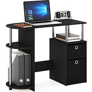 Furinno JAYA Scrivania da studio per computer semplicistica con cassetti per contenitori, Americano, tubi in acciaio inossidabile