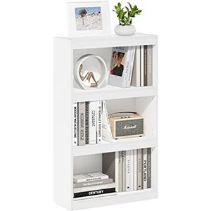 Furinno Jaya-Libreria con ripiano Regolabile a 3 Livelli, Legno ingegnerizzato, Bianco, 3-Tier