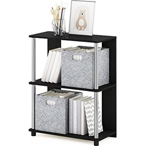 Furinno JAYA Libreria dal design semplice, Americano, tubi in acciaio inossidabile