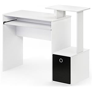 Furinno Econ Scrivania Multiuso per Computer con ripiano, Legno, Bianco/Nero, 40.01 x 40.01 x 86.61 cm
