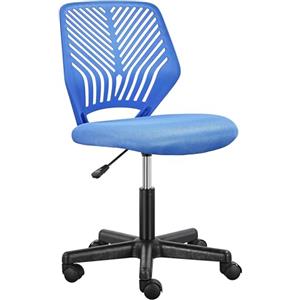 Yaheetech Sedia Ufficio Scrivania Senza Braccioli Girevole a Rotelle Ergonomica Portata 136 kg in Rete Traspirante Altezza Regolabile Blu