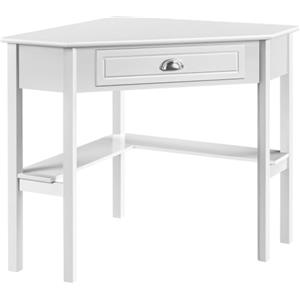 Yaheetech Scrivania Angolare per Computer Desktop Computer in Legno con Cassetto e Ripiano Portaoggetti per Postazione di Lavoro Elegante 106 × 71,5 × 76,5 cm Bianco