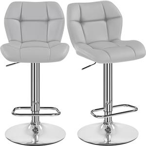 Yaheetech Set 2 Sgabelli Bar Alti Cucina in Similpelle Moderno Grigio Chiaro