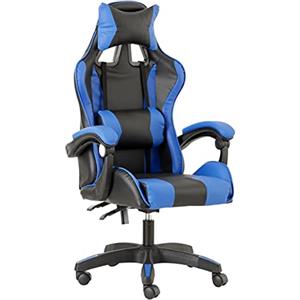 Baroni Home Sedia da Gaming, Sedia Ufficio Ergonomica con Schienale Regolabile, Poggiatesta e Supporto Lombare, Blu