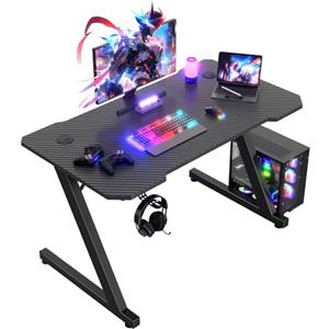JUMMICO Scrivania Gaming 100 x 60 cm, Tavolo Gaming Ergonomica, Scrivania per Computer Postazione Gamer con Piano del Tavolo in Fibra di Carbonio Adatto Sia per i Giocatori Che per l'uso in Ufficio.