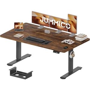 JUMMICO Scrivania Regolabile in Altezza Elettrica 160x80 cm, Scrivania Ergonomica Seduta in Piedi con Vassoio per Cavi e Porta USB, Scrivania per Computer Ufficio, Marrone