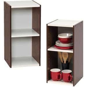 Iris Ohyama, Libreria a 2 scaffali, Lotto di 2 mobili d'appoggio, Modulabile - UB-6030 - Marrone