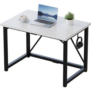 JUMMICO Scrivania da Lavoro 100 x 50 cm Scrivania per lo Studio Bianco | Tavolo Informatico Compatto, Postazione PC Compatta per Casa e Ufficio, Tavola in Legno, Telaio in Metallo