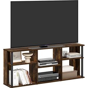 Furinno Classico Porta Pali in plastica per TV Fino a 65 Pollici, Legno ingegnerizzato, Pino Ambrato/Nero, 29.79 (D) x 146.99 (W) x 60.10 (H) cm