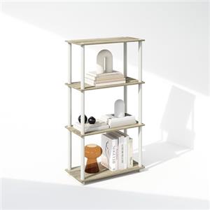 Furinno TURN-N-TUBE Libreria, Libreria a 4 Ripiani, Libreria con Espositore Compatto Multiuso, 29.5 x 60 x 109.7 cm, per Soggiorno, Camera da Letto, Studio, Sonoma Oak/Bianco
